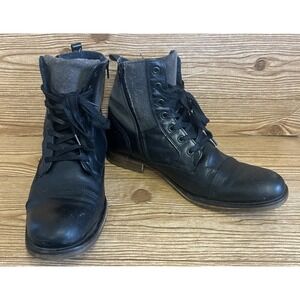 Steve Madden Welcome Boots Men's 10 Ankle Leather Saxonn Combat Zip Buckle Black